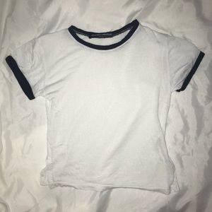 Brandy Melville White with Blue Outline T-shirt
